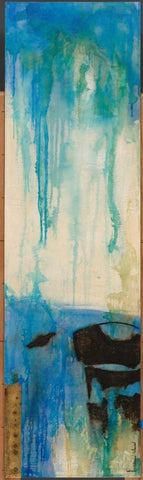 Peacock Impression White Modern Wood Framed Art Print with Double Matting by Villarreal Villarreal, Gabriela