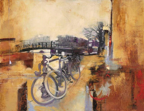Bicycle Abstract 2 White Modern Wood Framed Art Print with Double Matting by Villarreal Villarreal, Gabriela