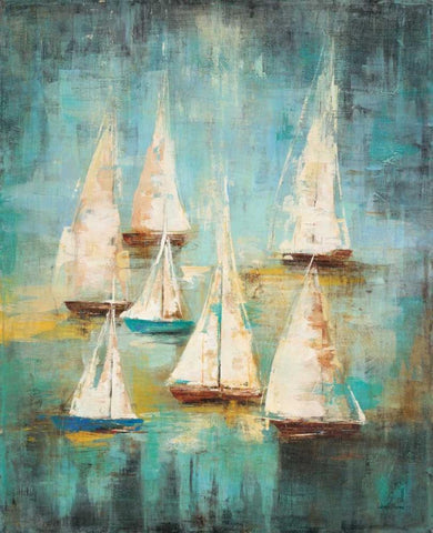 Sail Away 1 White Modern Wood Framed Art Print with Double Matting by Villarreal
