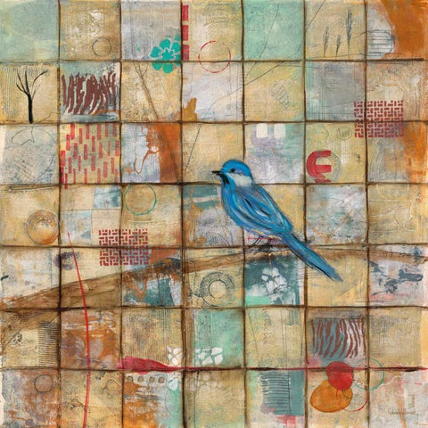 Bluebird Song White Modern Wood Framed Art Print by Villarreal Villarreal, Gabriela