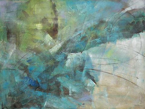 Aqua Explosion White Modern Wood Framed Art Print with Double Matting by Villarreal