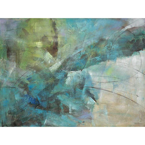 Aqua Explosion Black Modern Wood Framed Art Print by Villarreal