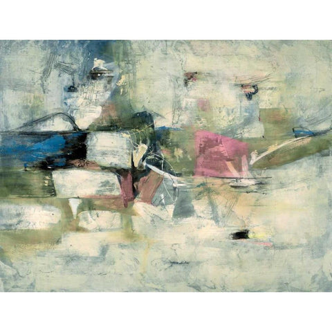 Abstract Cocktail Party 3- Pastel Gold Ornate Wood Framed Art Print with Double Matting by Villarreal Villarreal, Gabriela