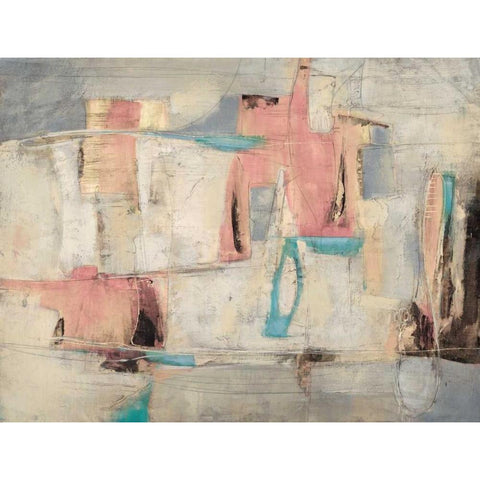 Abstract Cocktail Party 4 - Pastel Gold Ornate Wood Framed Art Print with Double Matting by Villarreal Villarreal, Gabriela