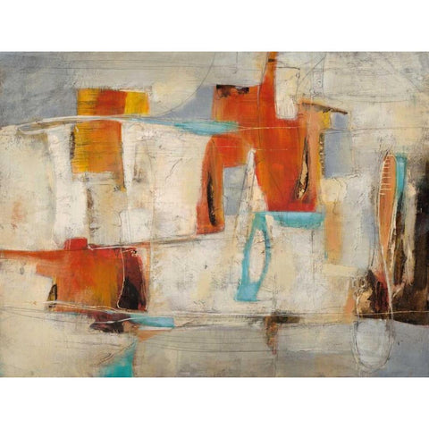 Abstract Cocktail Party 4 White Modern Wood Framed Art Print by Villarreal Villarreal, Gabriela
