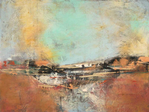 Deconstructed Landscape White Modern Wood Framed Art Print with Double Matting by Villarreal Villarreal, Gabriela