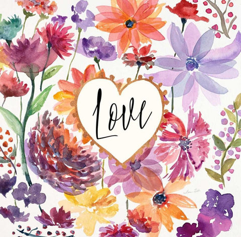 Love Garden White Modern Wood Framed Art Print with Double Matting by Gold, Lora