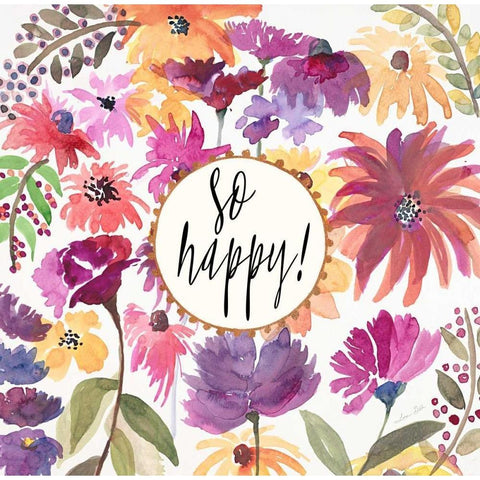 So Happy! White Modern Wood Framed Art Print by Gold, Lora