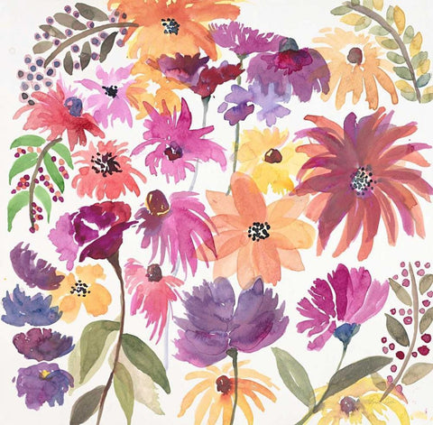 Playful Dancing Garden Black Ornate Wood Framed Art Print with Double Matting by Gold, Lora