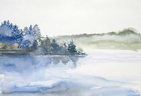 West Coast Waters White Modern Wood Framed Art Print with Double Matting by Gold, Lora