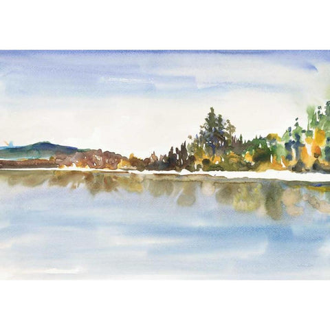 Lakeside Reflections Gold Ornate Wood Framed Art Print with Double Matting by Gold, Lora