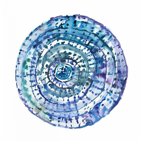 Watery Blue Mandala 1 Gold Ornate Wood Framed Art Print with Double Matting by Gold, Lora