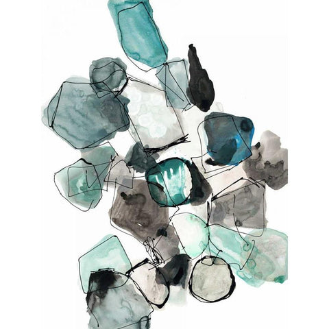 Geometric Pools Black Modern Wood Framed Art Print with Double Matting by Gold, Lora