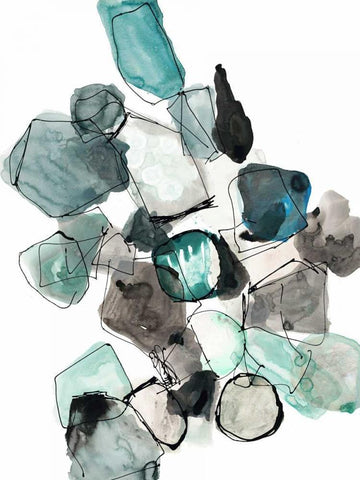 Geometric Pools White Modern Wood Framed Art Print with Double Matting by Gold, Lora