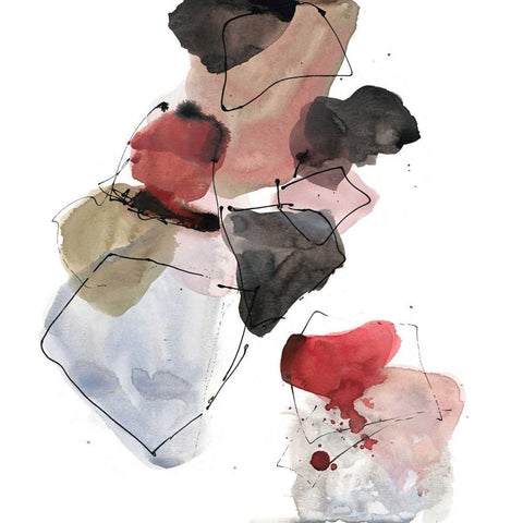 Gestural Geometrics 1 White Modern Wood Framed Art Print with Double Matting by Gold, Lora