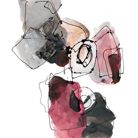 Gestural Geometrics 2 Black Modern Wood Framed Art Print with Double Matting by Gold, Lora