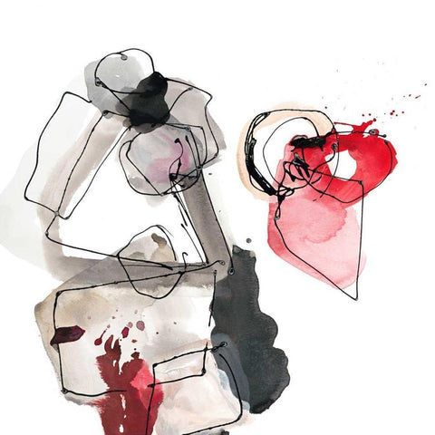 Gestural Geometrics 3 Gold Ornate Wood Framed Art Print with Double Matting by Gold, Lora