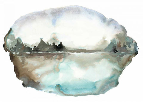 Watery Landscape White Modern Wood Framed Art Print with Double Matting by Gold, Lora