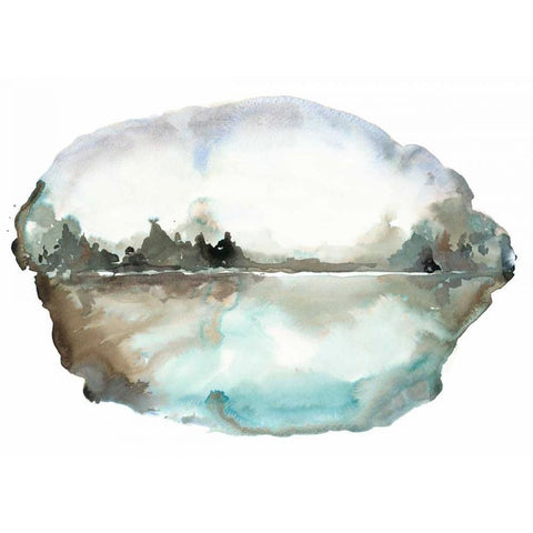 Watery Landscape Black Modern Wood Framed Art Print with Double Matting by Gold, Lora