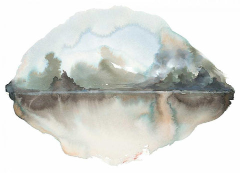 Dreamy Landscape White Modern Wood Framed Art Print with Double Matting by Gold, Lora