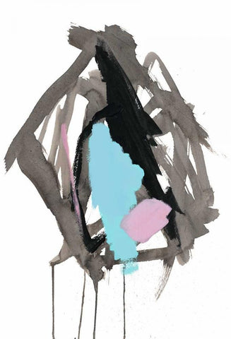 Gestural Brush, Pastel White Modern Wood Framed Art Print with Double Matting by Gold, Lora