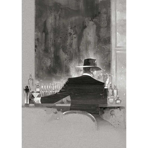 Cigar Bar Study Black Modern Wood Framed Art Print with Double Matting by Lynch, Brent