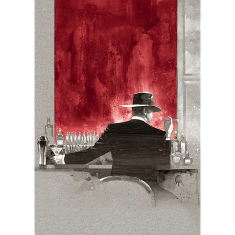 Cigar Bar Red Study White Modern Wood Framed Art Print by Lynch, Brent