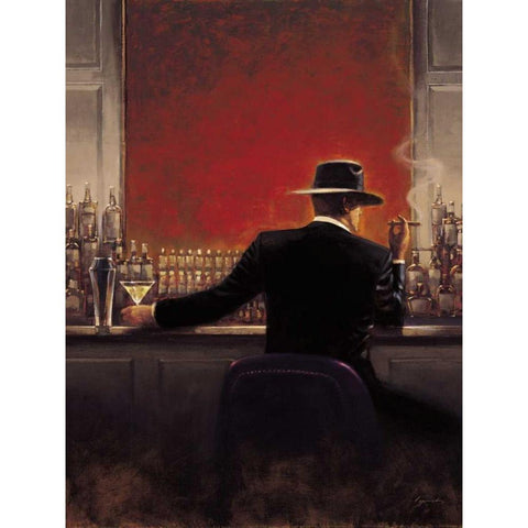 Cigar Bar Black Modern Wood Framed Art Print with Double Matting by Lynch, Brent