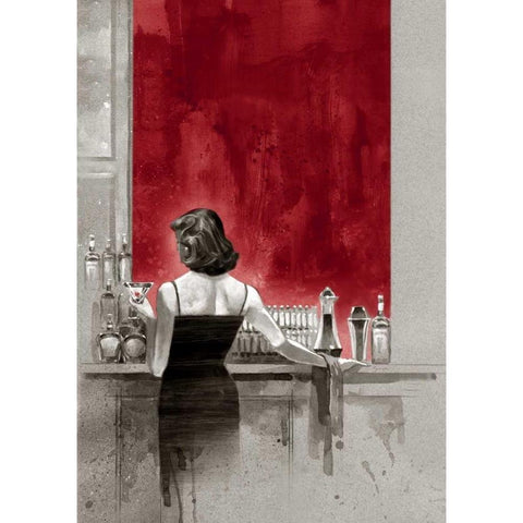 Evening Lounge Red Study Black Modern Wood Framed Art Print with Double Matting by Lynch, Brent