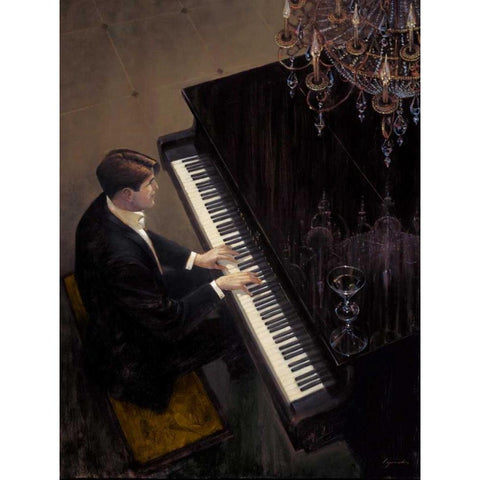 Jazz Duet - Piano Gold Ornate Wood Framed Art Print with Double Matting by Lynch, Brent