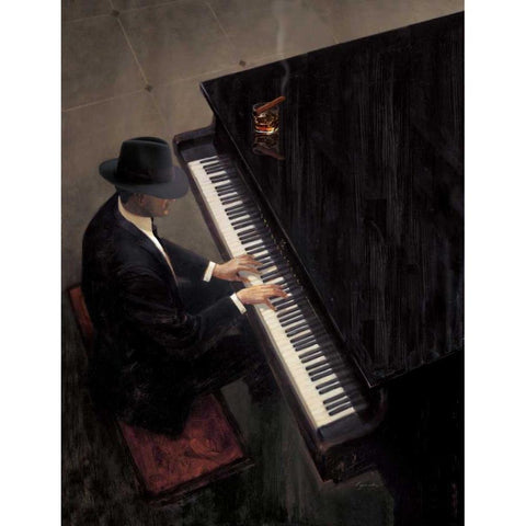 Piano Bar 1 White Modern Wood Framed Art Print by Lynch, Brent