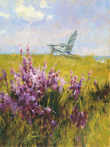 Wildflower View White Modern Wood Framed Art Print with Double Matting by Grant, Kay