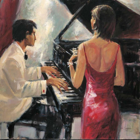 Divas Song Black Modern Wood Framed Art Print by Santiago, Paul