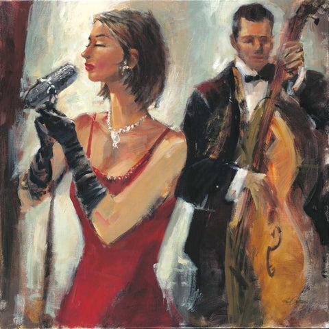 Divas Solo White Modern Wood Framed Art Print with Double Matting by Santiago, Paul