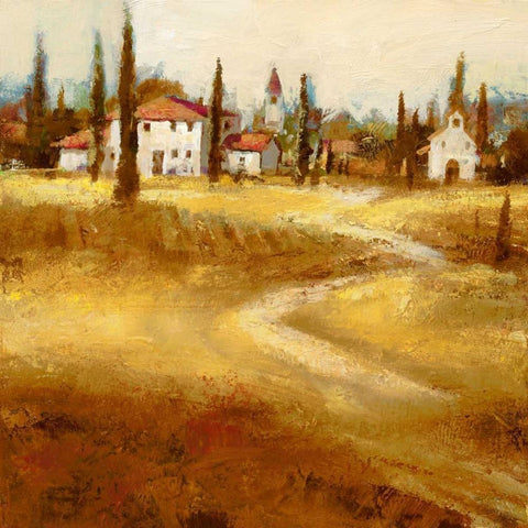 Tuscan Path Black Modern Wood Framed Art Print with Double Matting by Santiago, Paul