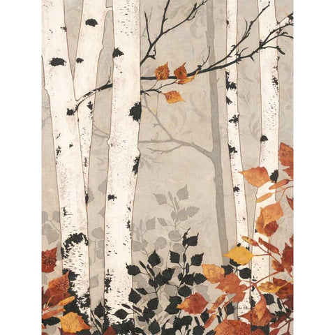Birch Damask  Black Modern Wood Framed Art Print by Pluch, Melissa