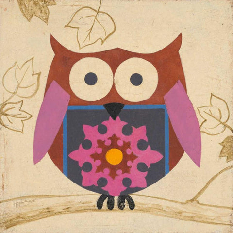 Brown Boho Owl White Modern Wood Framed Art Print by Smith, Hope