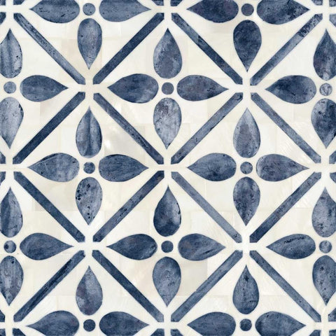 Blue Moroccan Tile 1 Black Ornate Wood Framed Art Print with Double Matting by Smith, Hope