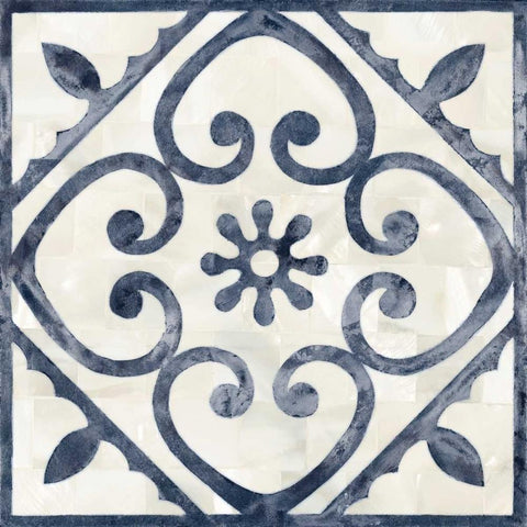 Blue Moroccan Tile 2 Black Modern Wood Framed Art Print with Double Matting by Smith, Hope