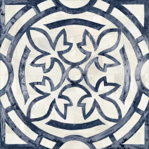 Blue Moroccan Tile 3 White Modern Wood Framed Art Print with Double Matting by Smith, Hope