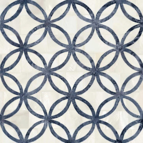 Blue Moroccan Tile 4 White Modern Wood Framed Art Print with Double Matting by Smith, Hope