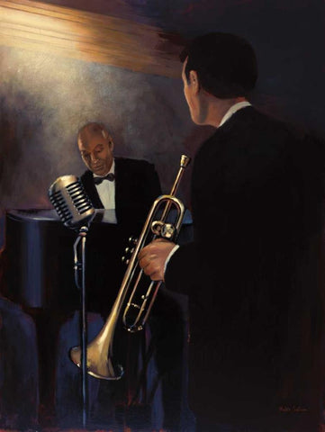 Rhythm Section Black Ornate Wood Framed Art Print with Double Matting by Sullivan, Myles