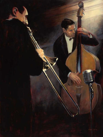 Brass Section White Modern Wood Framed Art Print with Double Matting by Sullivan, Myles