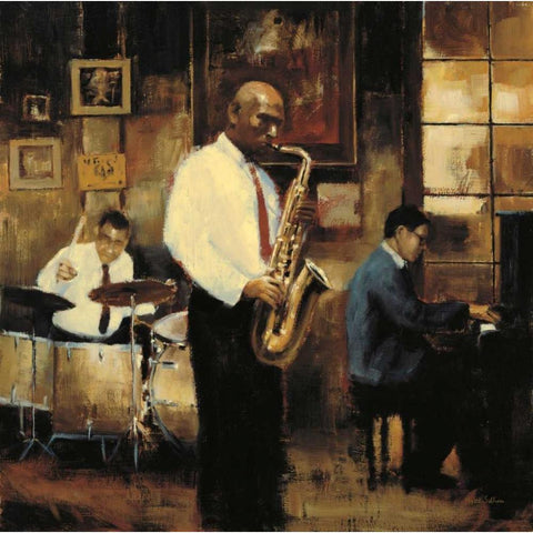 Latin Quarter Jazz White Modern Wood Framed Art Print by Sullivan, Myles