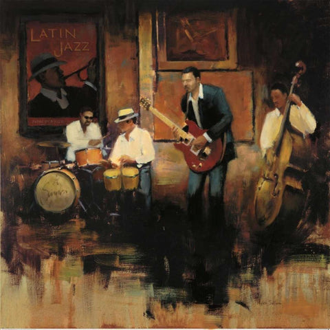 Latin Jazz Black Modern Wood Framed Art Print with Double Matting by Sullivan, Miles