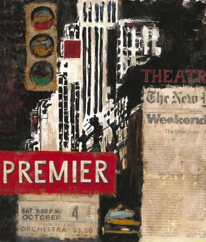 Theater Premier White Modern Wood Framed Art Print with Double Matting by Sullivan, Myles