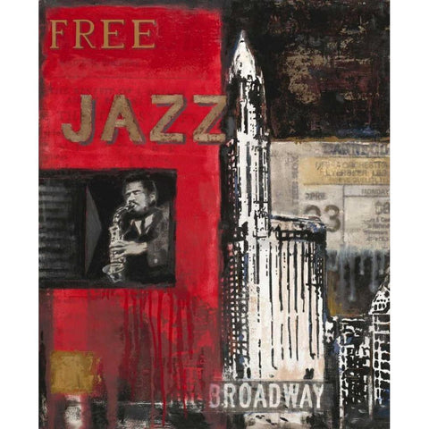 Free Jazz Black Modern Wood Framed Art Print with Double Matting by Sullivan, Myles