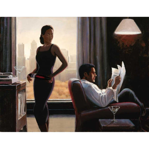 Evening Nostalgia Black Modern Wood Framed Art Print by Sullivan, Miles