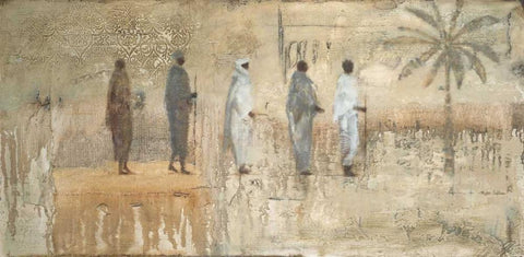 Miraj Procession White Modern Wood Framed Art Print with Double Matting by Sullivan, Myles