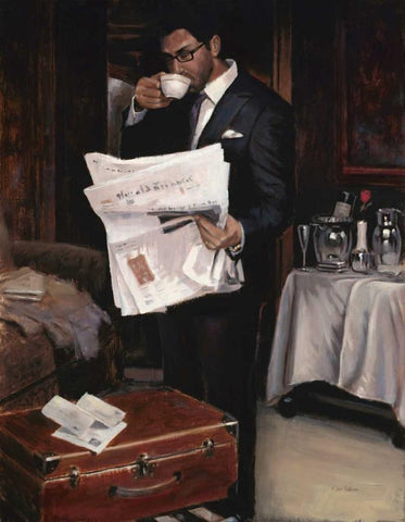 Room Service-Him Black Ornate Wood Framed Art Print with Double Matting by Sullivan, Myles